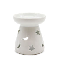 Small Classic White Oil Burner - Moon & Star