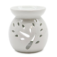 Large Classic White Oil Burner - Tree Cut-out